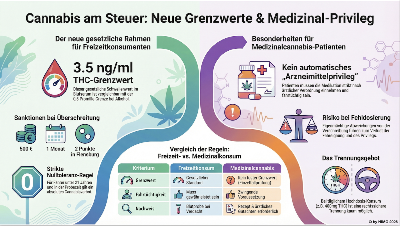 Cannabis am Steuer: Neue Grenzwerte und therapeutischer Gebrauch